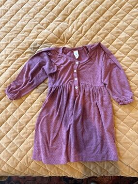 Girls' Heather Purple Long-Sleeve Button-Front Dress